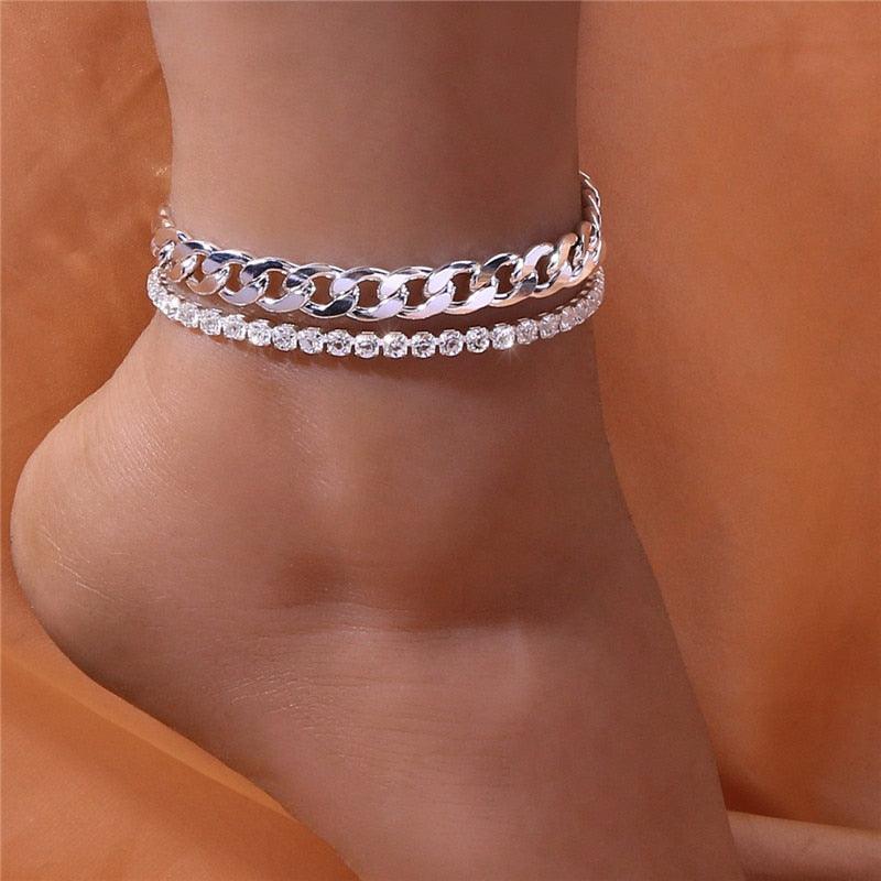 Huitan Rhinestone Chain Women Anklets - BestShop