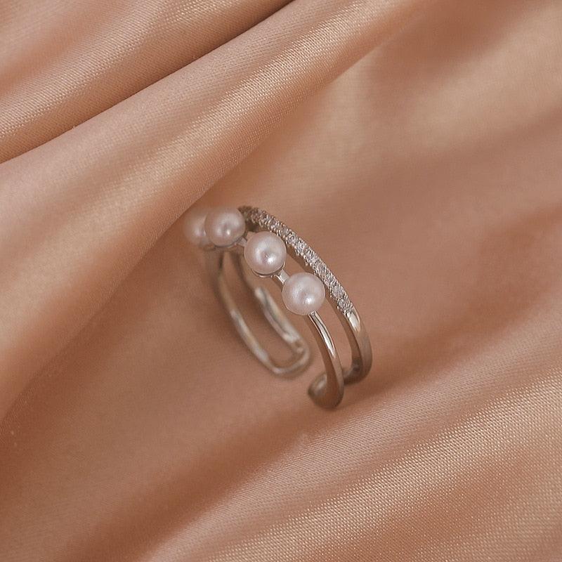 Luxury Gold Color Pearl Zircon Rings for Woman - BestShop