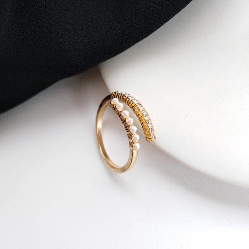 Luxury Gold Color Pearl Zircon Rings for Woman - BestShop