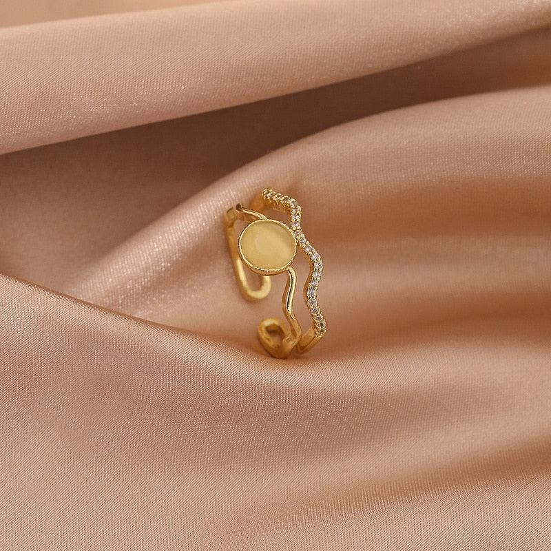 Luxury Gold Color Pearl Zircon Rings for Woman - BestShop