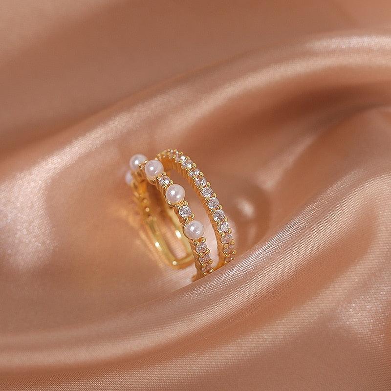 Luxury Gold Color Pearl Zircon Rings for Woman - BestShop