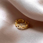 Load image into Gallery viewer, Micro-set Zircon Shell Gold Color Open Ring - BestShop
