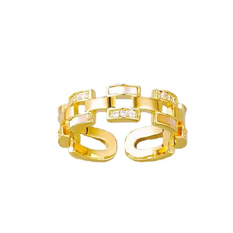 Micro-set Zircon Shell Gold Color Open Ring - BestShop