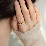 Load image into Gallery viewer, Micro-set Zircon Shell Gold Color Open Ring - BestShop
