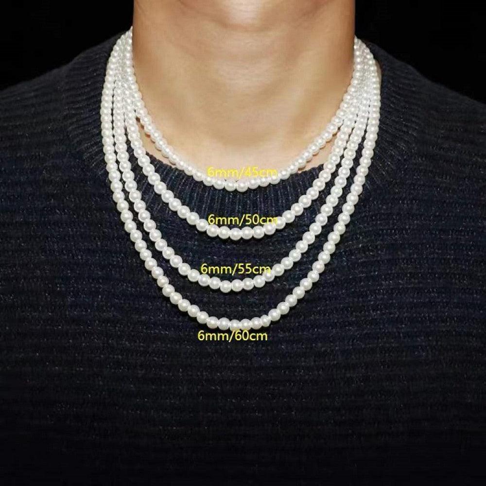 New Trendy Imitation Pearl Necklace Men Women - BestShop