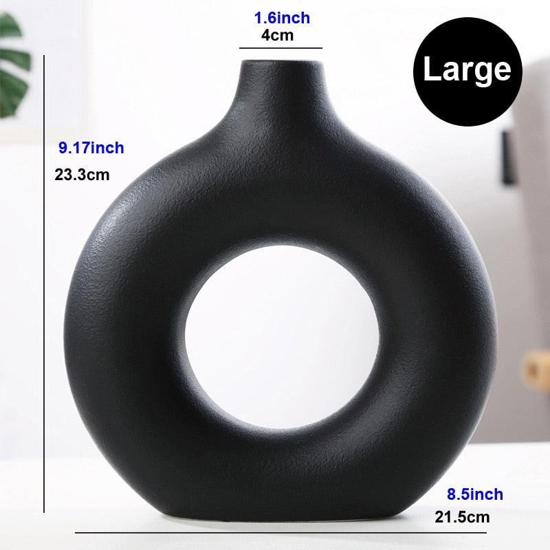 Nordic Vase Circular Hollow Ceramic Donuts Flower Pot - BestShop