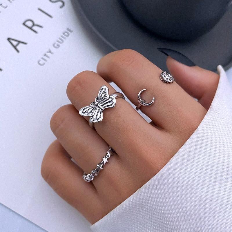 Pearl Leaf Flower Rings Set For Women - BestShop