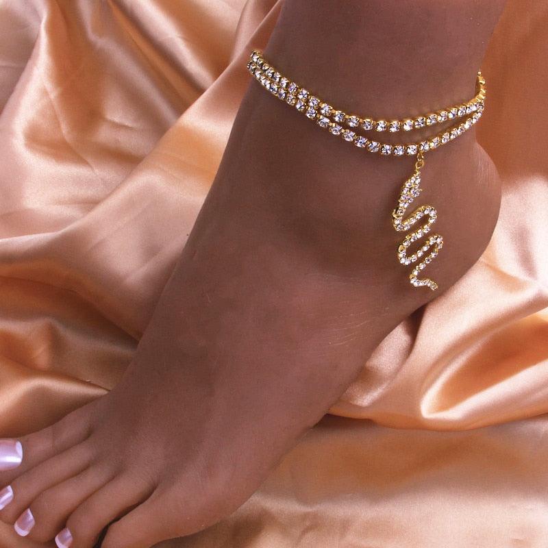 Shiny Cubic Zirconia Chain Anklets for Women - BestShop