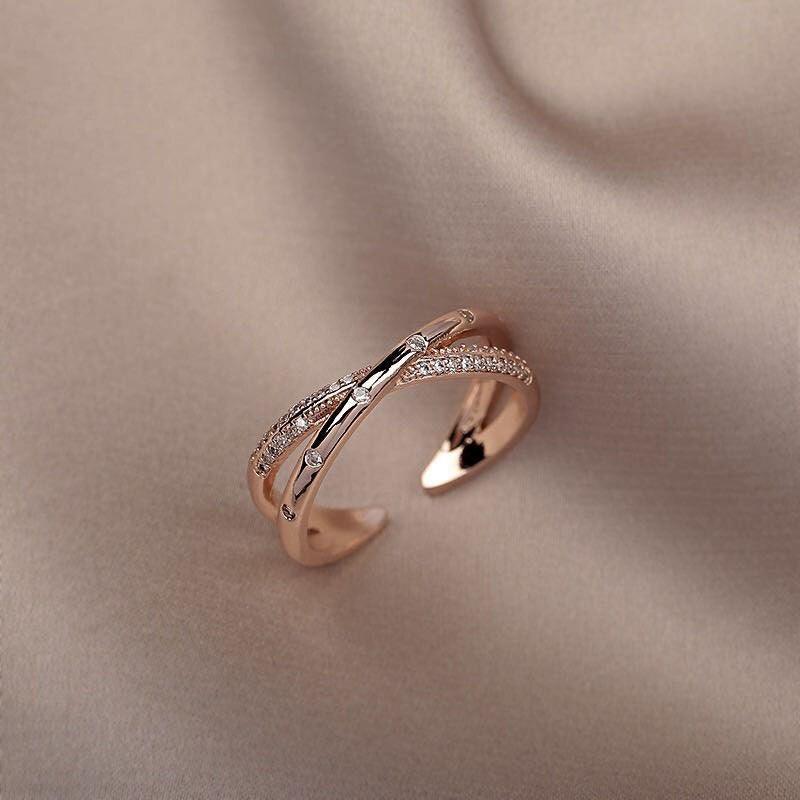 Simple Light Luxury Cross Zircon Ring - BestShop