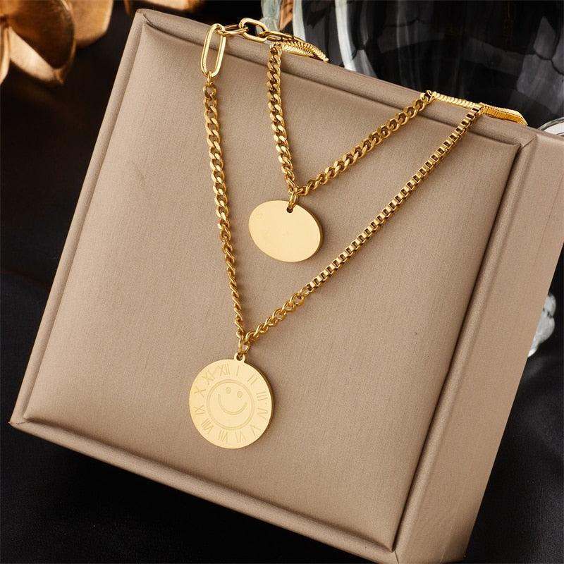 Stainless Steel Geometry Star Moon Butterfly Pendant Necklace - BestShop