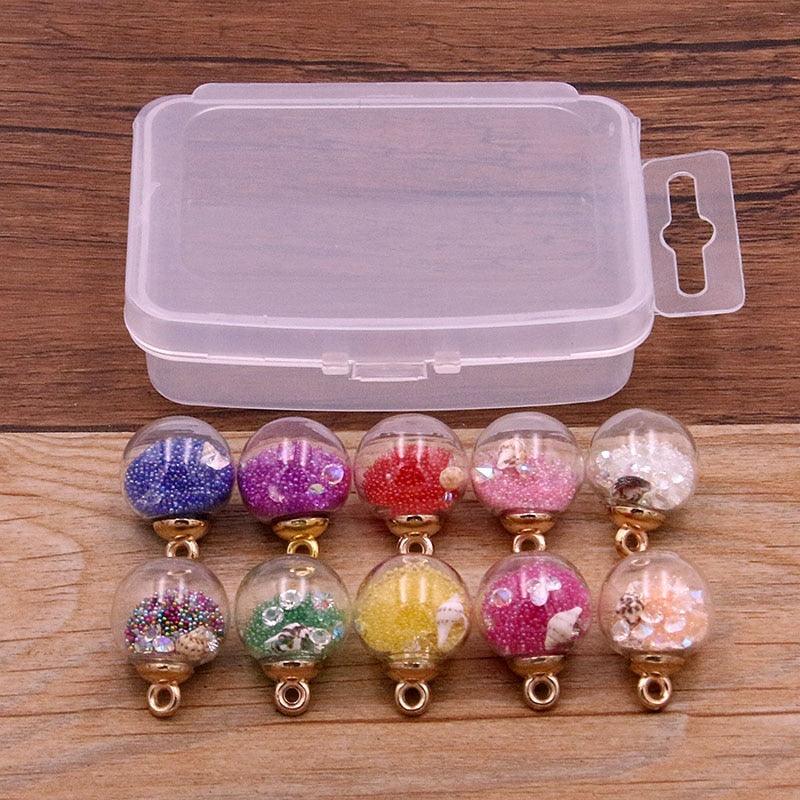 Styles Mix Glass Bottles Milk Tea Cup Ball Earring Charms 10 PCs - BestShop