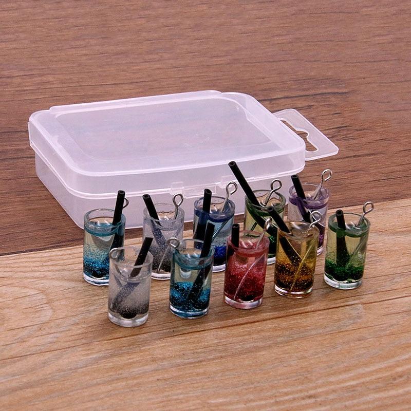 Styles Mix Glass Bottles Milk Tea Cup Ball Earring Charms 10 PCs - BestShop