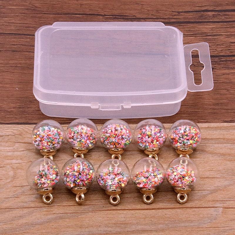 Styles Mix Glass Bottles Milk Tea Cup Ball Earring Charms 10 PCs - BestShop