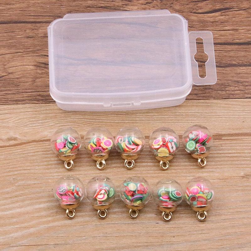 Styles Mix Glass Bottles Milk Tea Cup Ball Earring Charms 10 PCs - BestShop