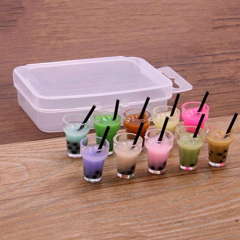 Styles Mix Glass Bottles Milk Tea Cup Ball Earring Charms 10 PCs - BestShop
