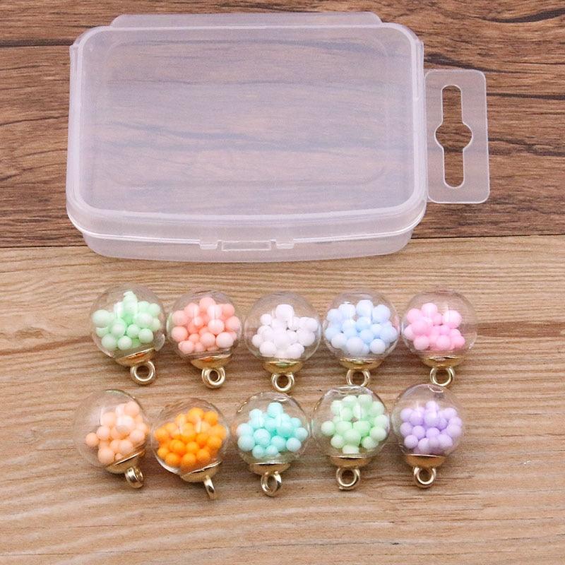 Styles Mix Glass Bottles Milk Tea Cup Ball Earring Charms 10 PCs - BestShop
