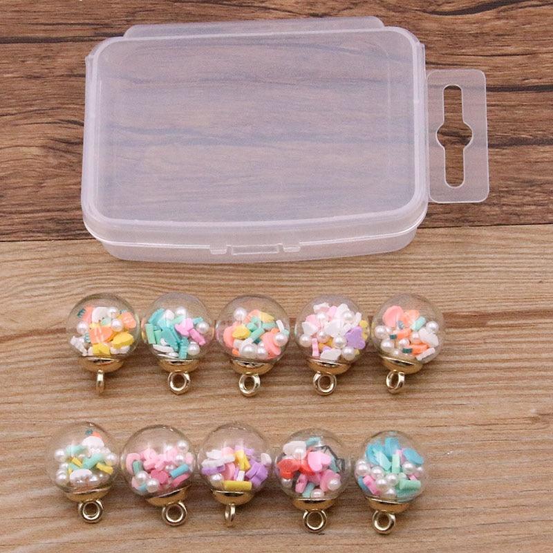 Styles Mix Glass Bottles Milk Tea Cup Ball Earring Charms 10 PCs - BestShop