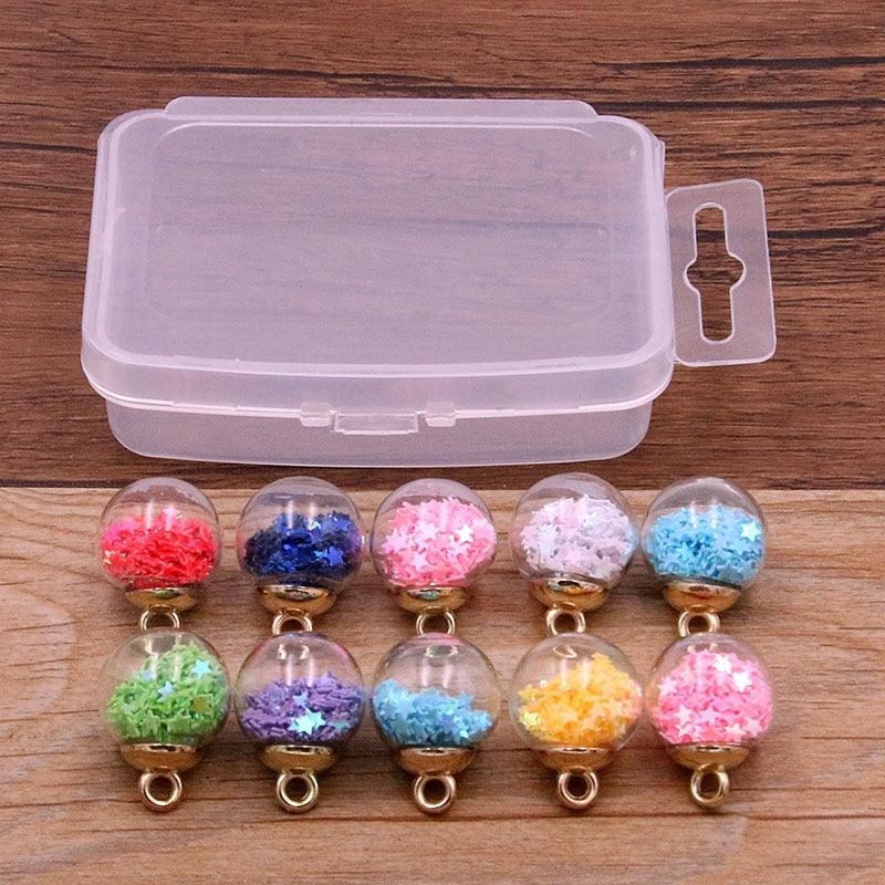 Styles Mix Glass Bottles Milk Tea Cup Ball Earring Charms 10 PCs - BestShop