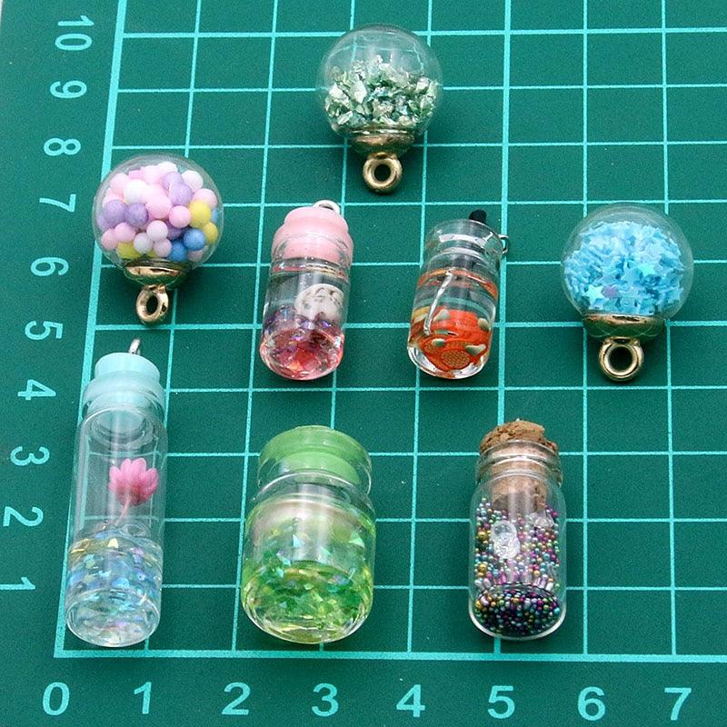 Styles Mix Glass Bottles Milk Tea Cup Ball Earring Charms 10 PCs - BestShop