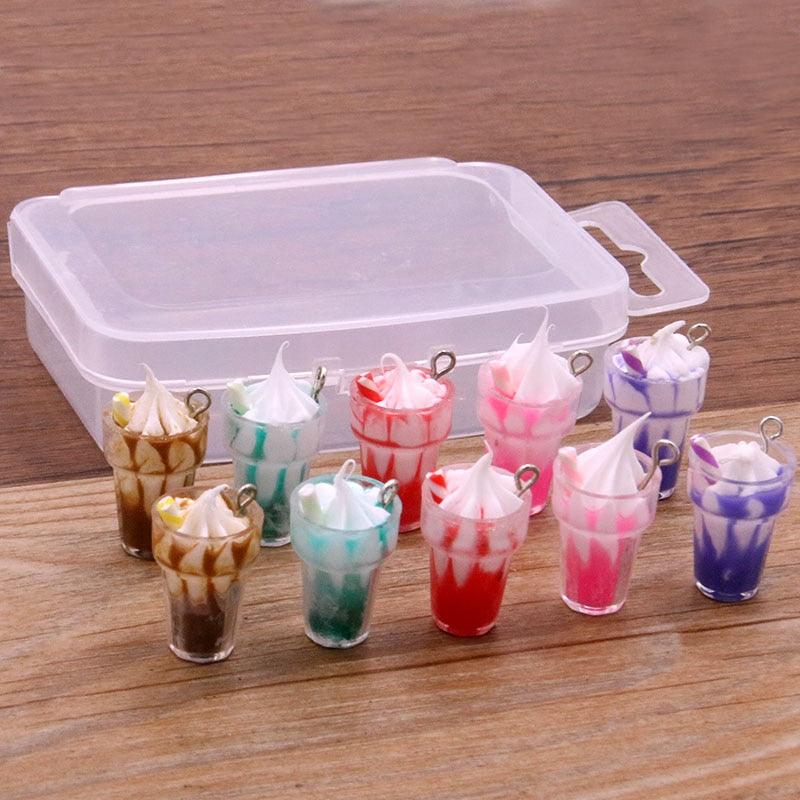 Styles Mix Glass Bottles Milk Tea Cup Ball Earring Charms 10 PCs - BestShop