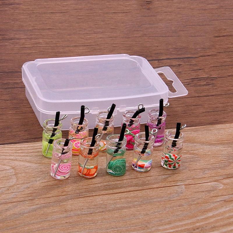 Styles Mix Glass Bottles Milk Tea Cup Ball Earring Charms 10 PCs - BestShop