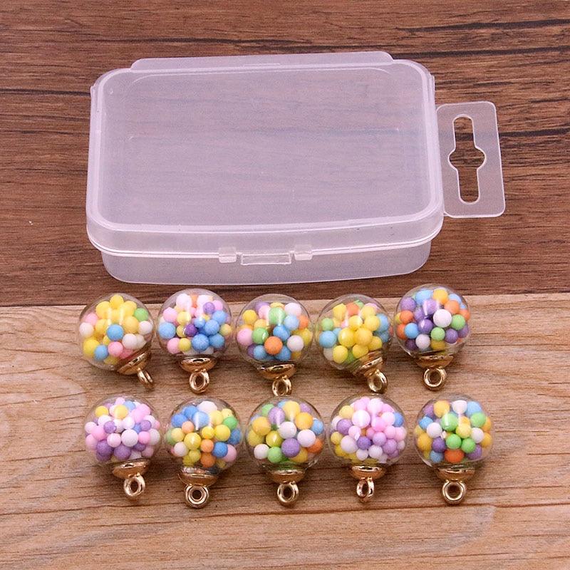 Styles Mix Glass Bottles Milk Tea Cup Ball Earring Charms 10 PCs - BestShop