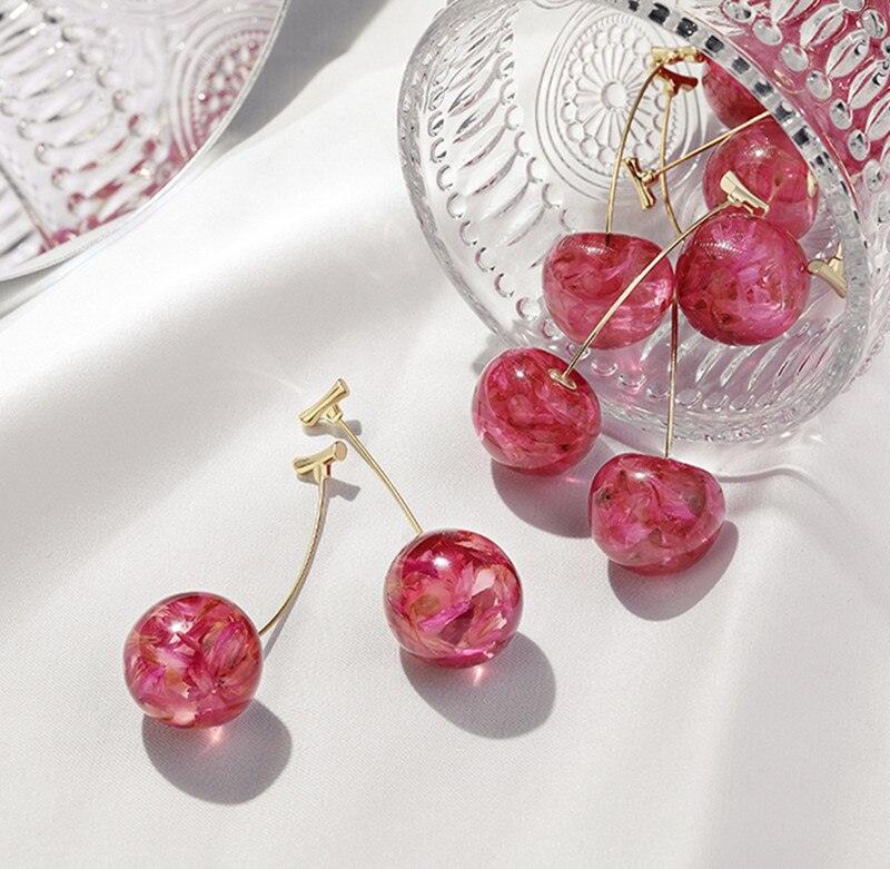 Sweet Cherry Acrylic Geometric Drop Earrings - BestShop