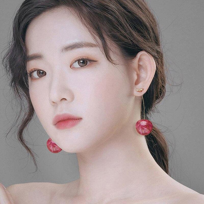 Sweet Cherry Acrylic Geometric Drop Earrings - BestShop