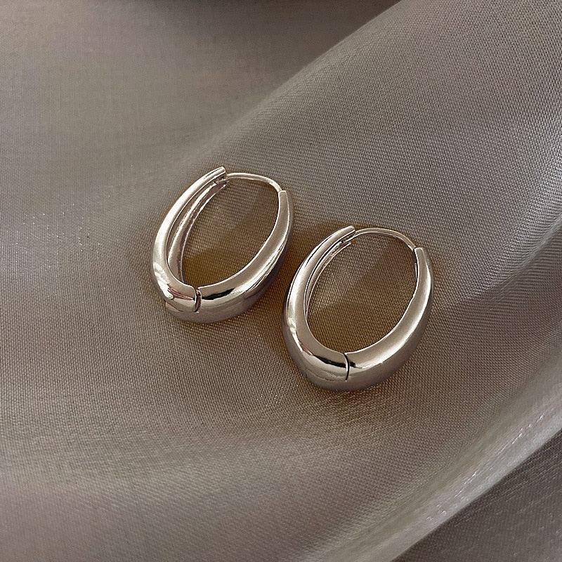 Trendy Simple Silver Color Hoop Earrings For Women - BestShop