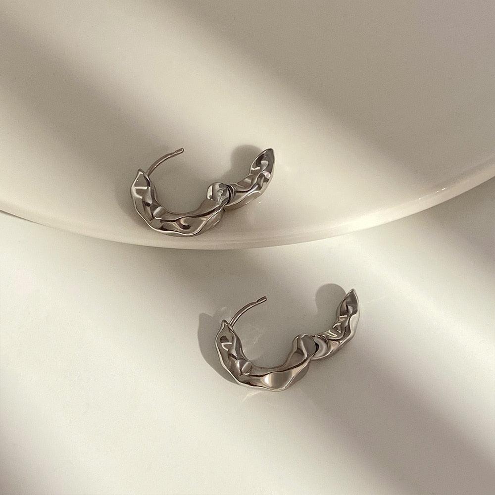 Trendy Simple Silver Color Hoop Earrings For Women - BestShop