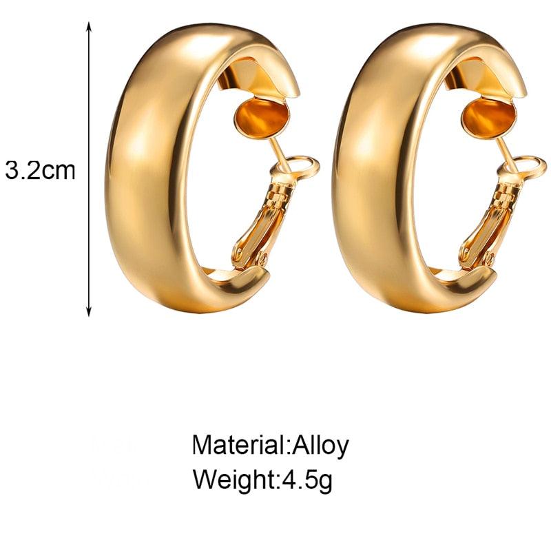 Trendy Simple Silver Color Hoop Earrings For Women - BestShop