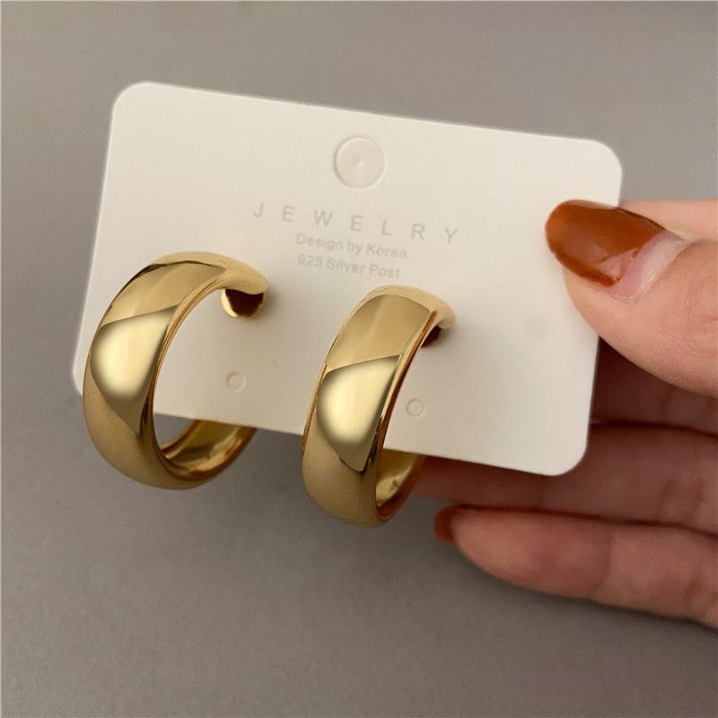 Trendy Simple Silver Color Hoop Earrings For Women - BestShop