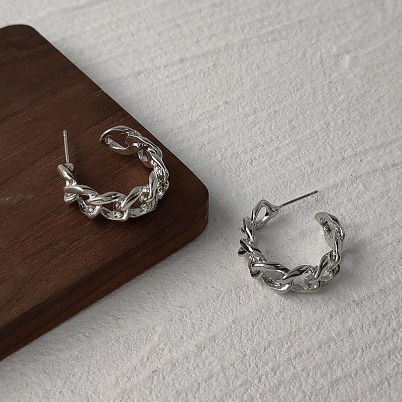 Trendy Simple Silver Color Hoop Earrings For Women - BestShop