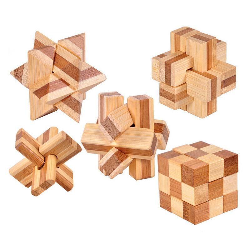 Wooden Kong Ming Lock Lu Ban Lock IQ Brain Teaser Toys - BestShop