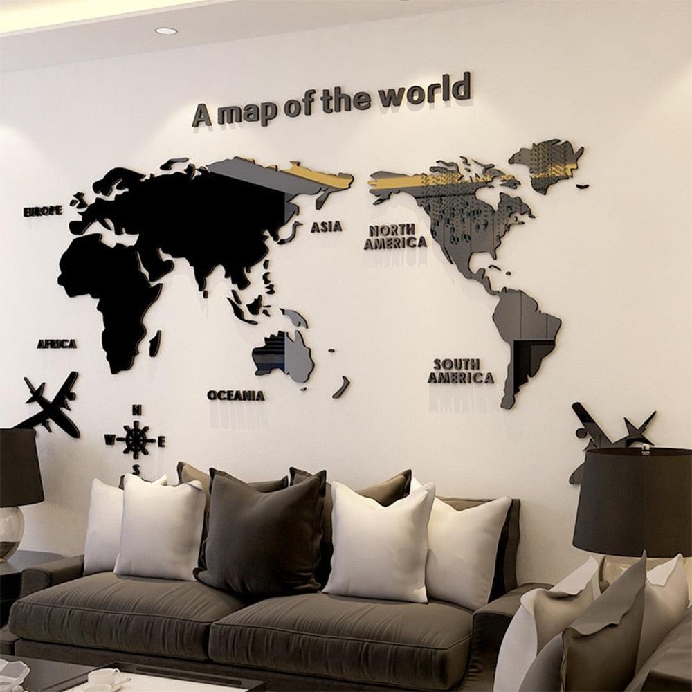 World Map Wall 3D Acrylic Wall Stickers - BestShop