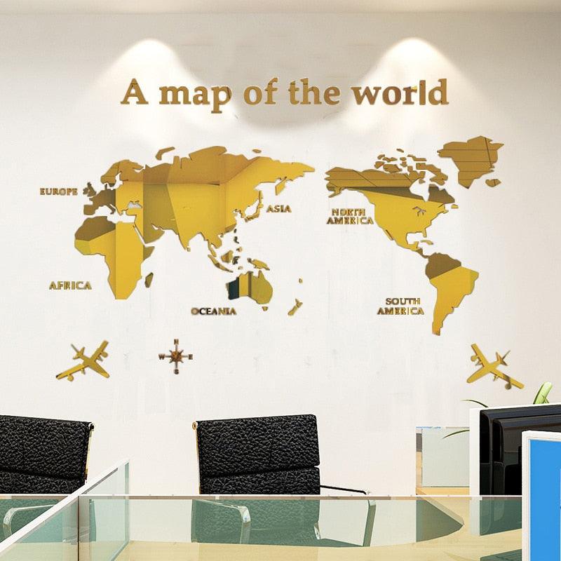 World Map Wall 3D Acrylic Wall Stickers - BestShop