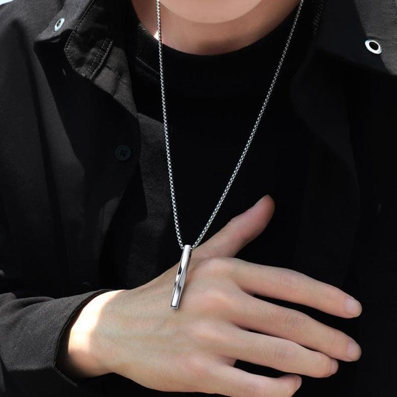 2023 Fashion New Black Rectangle Pendant Necklace for Men - BestShop