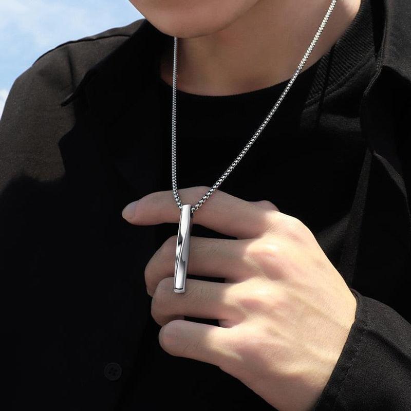 2023 Fashion New Black Rectangle Pendant Necklace for Men - BestShop