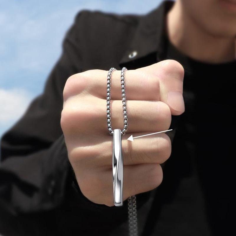 2023 Fashion New Black Rectangle Pendant Necklace for Men - BestShop