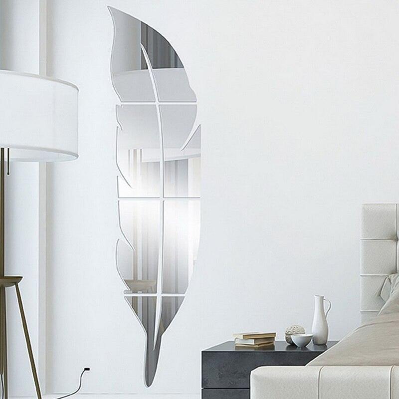 3D DIY Feather Background Mirror Wall Stickers - BestShop