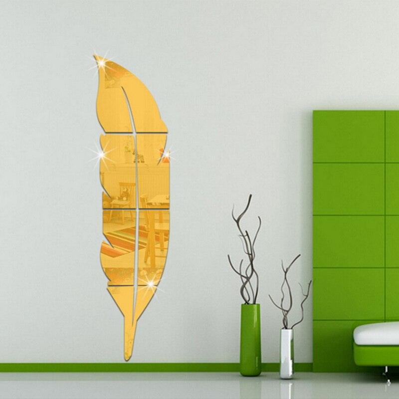 3D DIY Feather Background Mirror Wall Stickers - BestShop