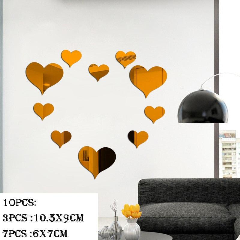 3D Mirror Love Round Acrylic Wall Sticker - BestShop