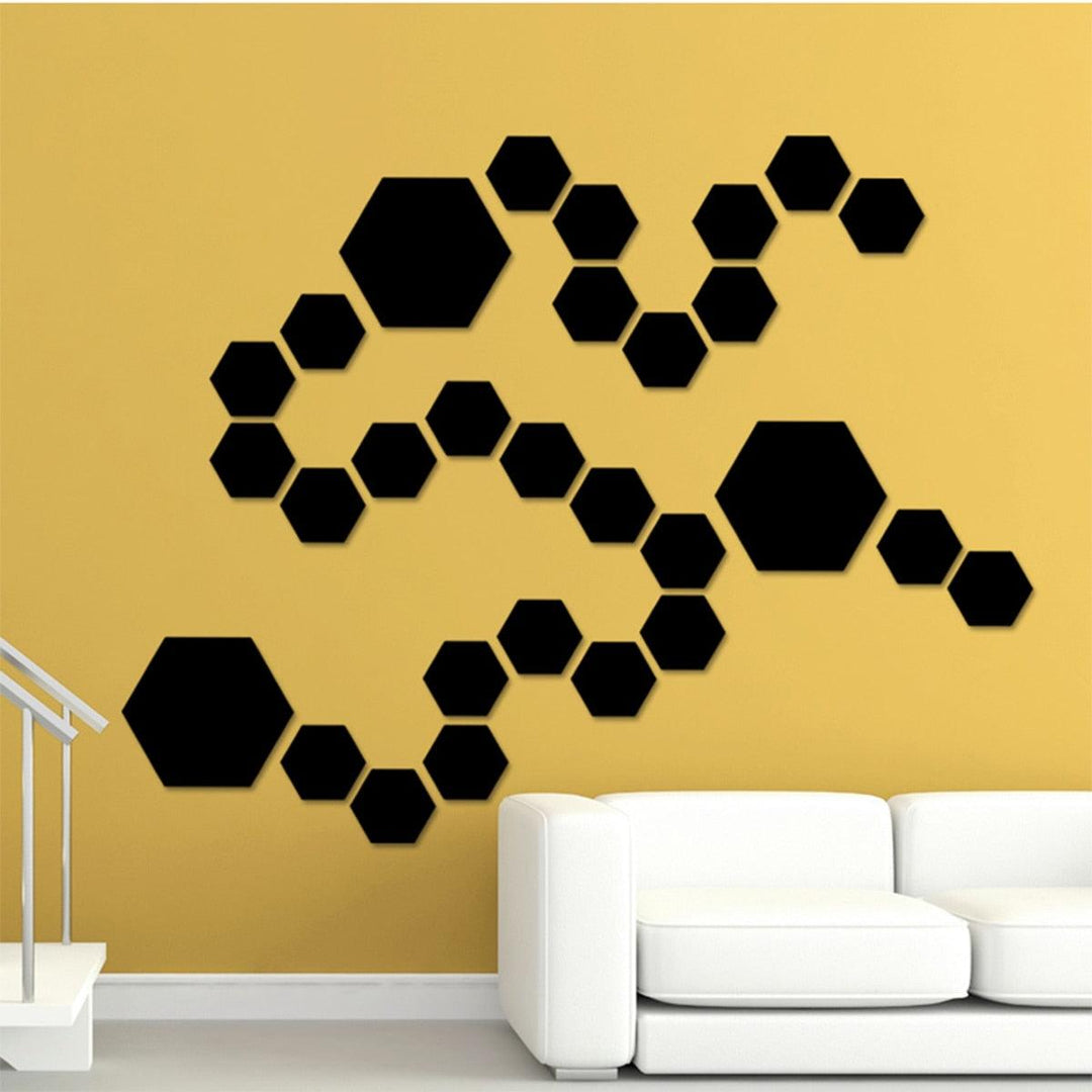 3D Mirror Wall Sticker Hexagon Decorations - BestShop