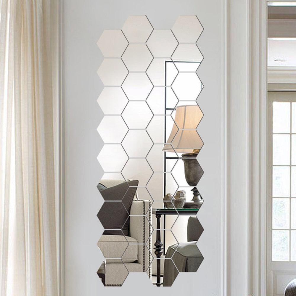 3D Mirror Wall Sticker Hexagon Decorations - BestShop