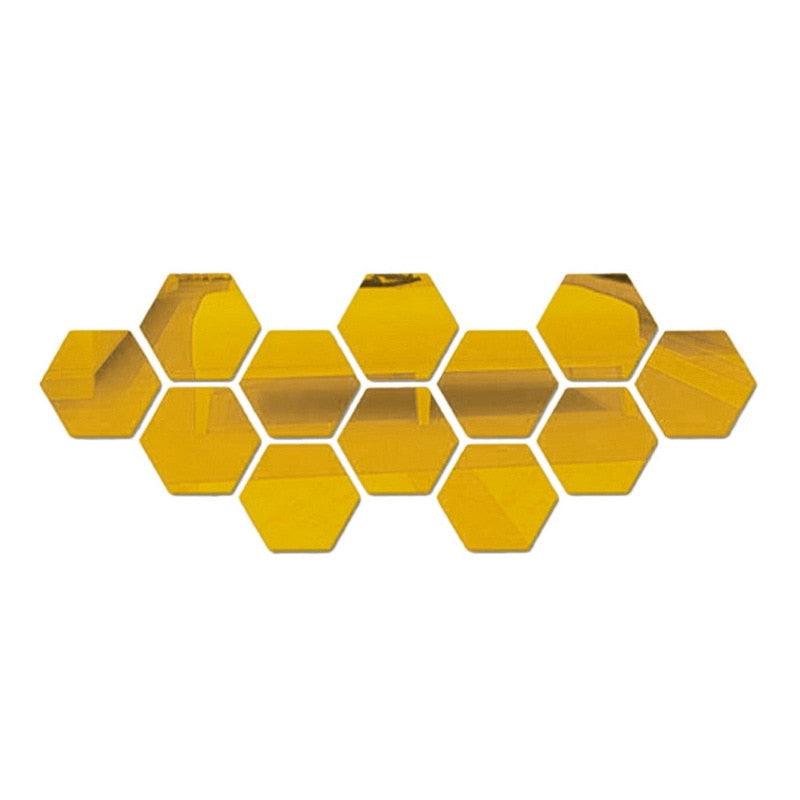 3D Mirror Wall Sticker Hexagon Decorations - BestShop