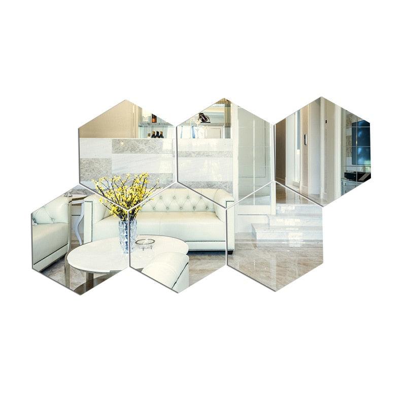 3D Mirror Wall Sticker Hexagon Decorations - BestShop