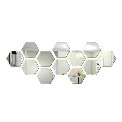 3D Mirror Wall Sticker Hexagon Decorations - BestShop