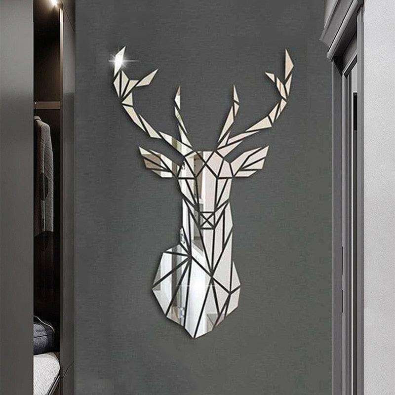 3D Mirror Wall Stickers Deer Head Mirror Sticker - BestShop