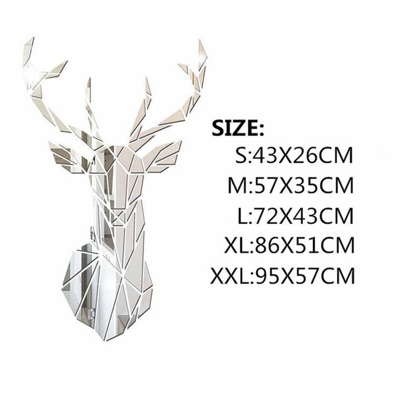 3D Mirror Wall Stickers Deer Head Mirror Sticker - BestShop