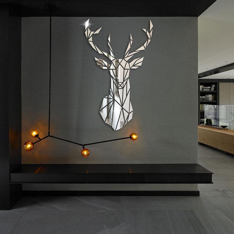 3D Mirror Wall Stickers Deer Head Mirror Sticker - BestShop